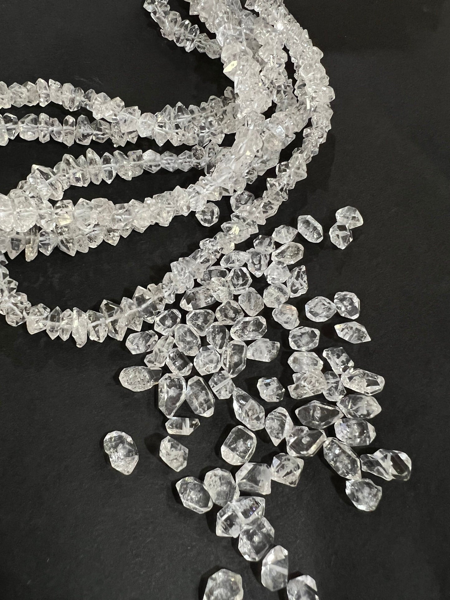 Herkimer Diamond 6-7x9-11mm large size Raw Beads, jewelry making art craft good luck pocket collection Herkimer Diamond Quartz Beads. By pcs