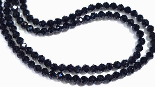 Genuine 4mm Black Spinel Micro Faceted Diamond Cut 925 Sterling Silver Men&#39;s Necklace 22&quot;-46&quot;