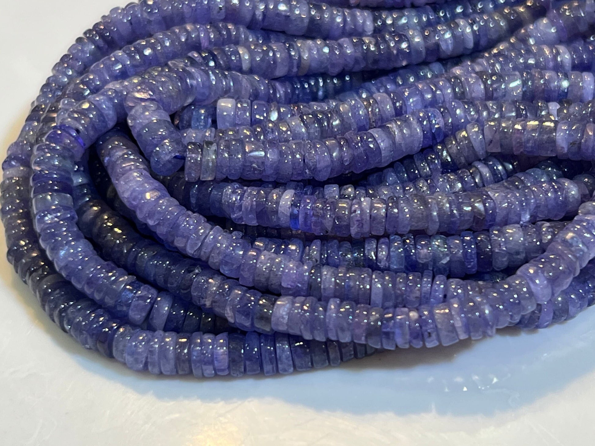 Natural Tanzanite Heishi 5-6mm beautiful Violet Blue Beads,AAA super quality Jewelry Making beads 7&quot;, 14&quot; strand.