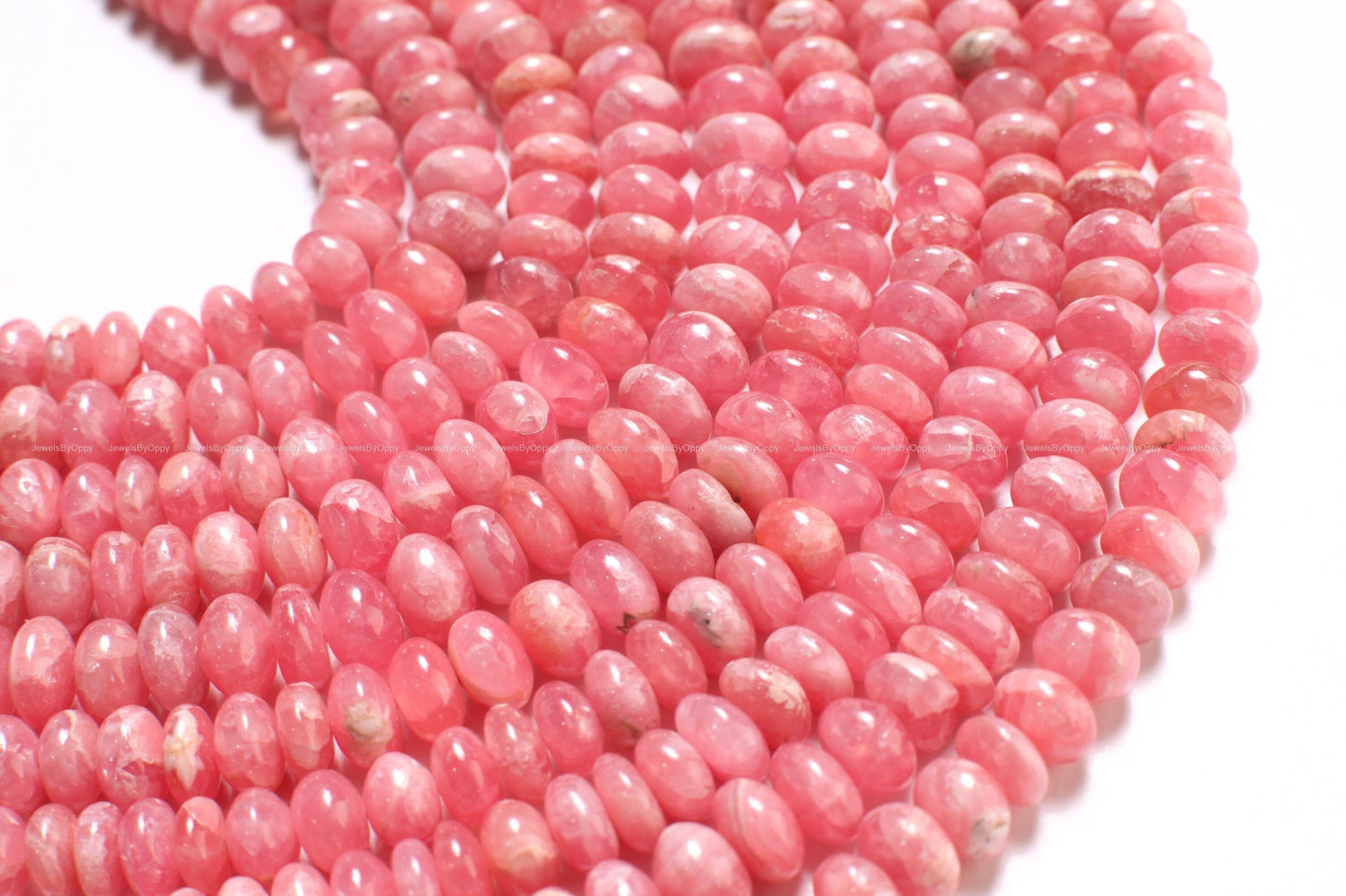 Argentina Rhodochrosite smooth Roundel, Natural AAA pink Rhodochrosite 8mm Rare Gemstone Beads, 4&quot; or 8&quot; Strand.