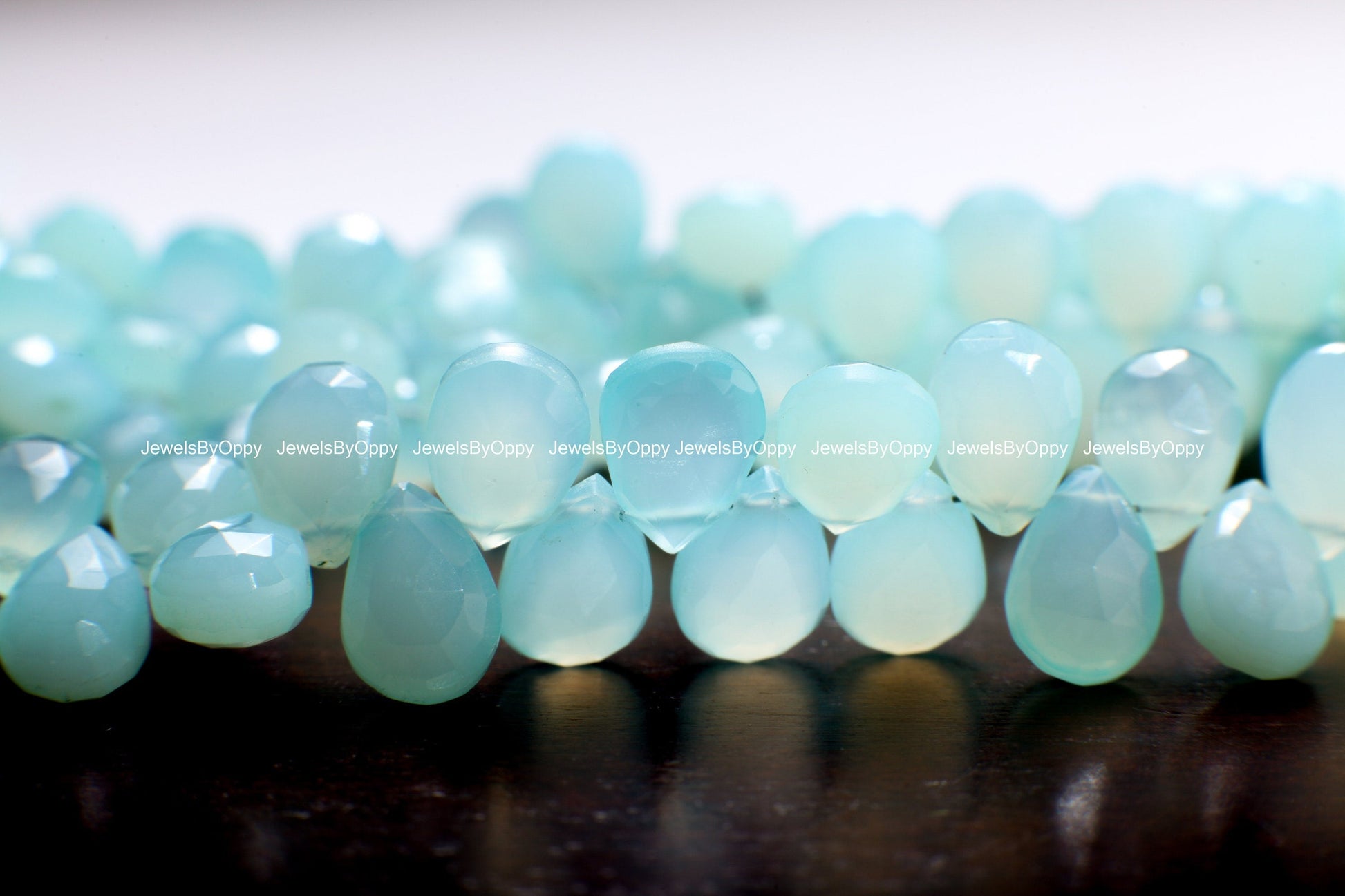 Aqua Blue Chalcedony Briolette Faceted 9x11-9x13mm Pear Drop Jewelry Making Gemstone Teardrop 10/20/40 Pcs