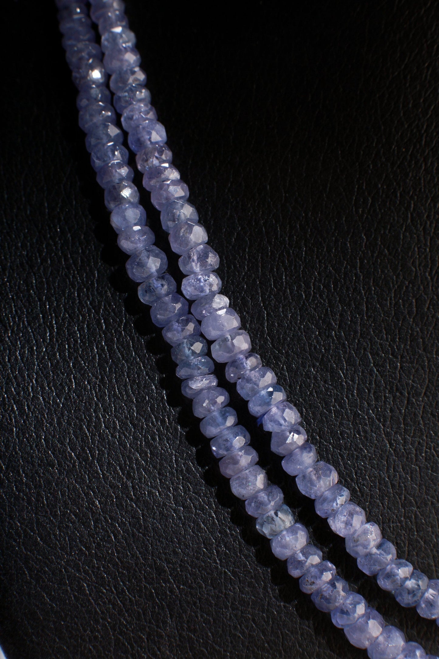 Natural Tanzanite Faceted Rondelle 3.5-5mm Beads 2 Stranded Adjustable Threaded 16&quot; Necklace, 6 Line with Lobster Clasp, 2&quot; Extension, AAA+