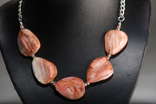 Botswana Agate with Double Cable Chain Necklace