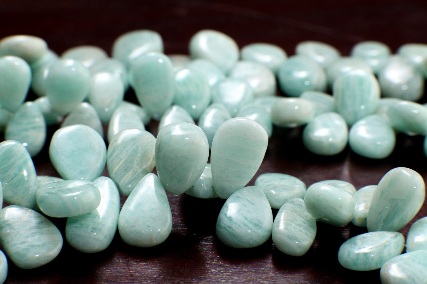 Natural Amazonite Graduated Smooth Pear Drop 9x11-11x15mm