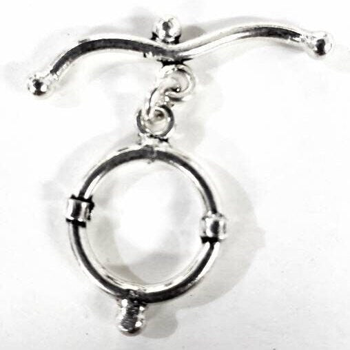 2 sets 925 Sterling Silver Bali 14mm Toggle clasp, vintage Handmade jewelry making toggle Clasp