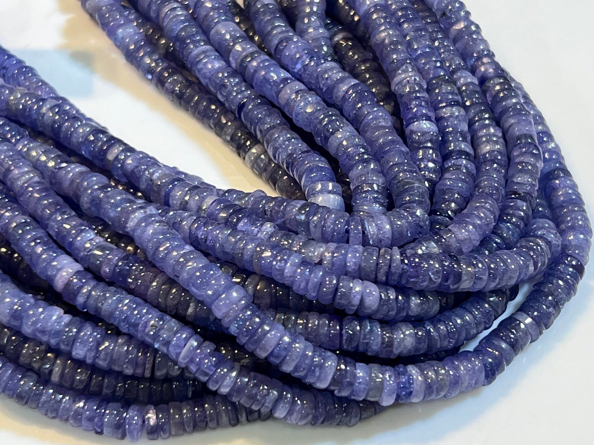 Natural Tanzanite Heishi 5-6mm beautiful Violet Blue Beads,AAA super quality Jewelry Making beads 7&quot;, 14&quot; strand.