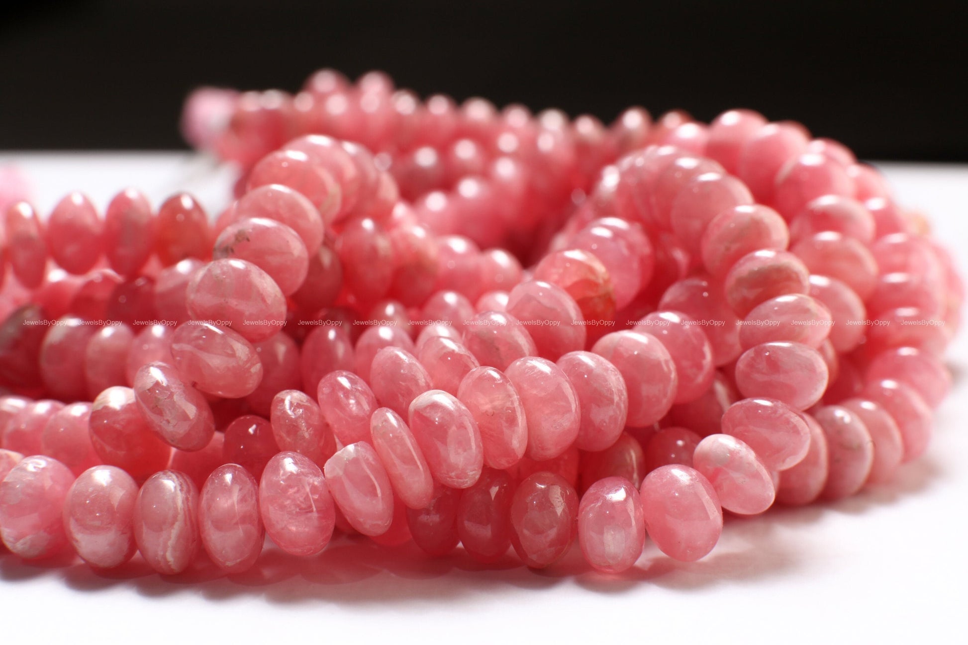 Argentina Rhodochrosite smooth Roundel, Natural AAA pink Rhodochrosite 8mm Rare Gemstone Beads, 4&quot; or 8&quot; Strand.
