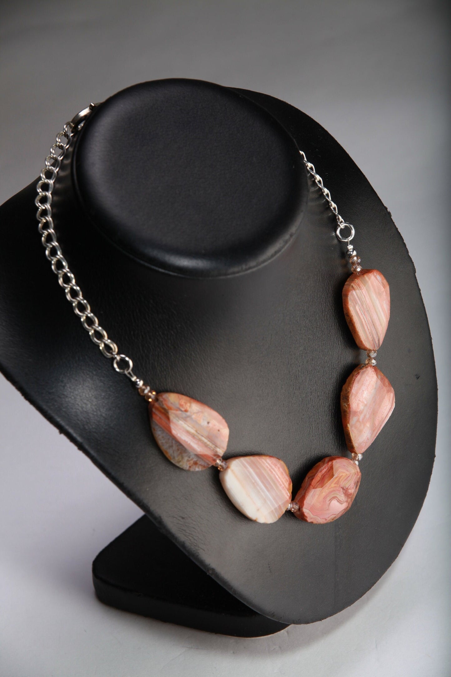 Botswana Agate with Double Cable Chain Necklace
